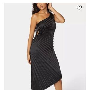 Bebe black pleated asymmetrical dress